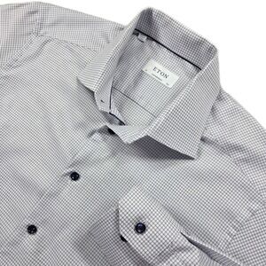 Eton Contemporary Dress Shirt 42 16.5 Micro Check Long Sleeve Button Up